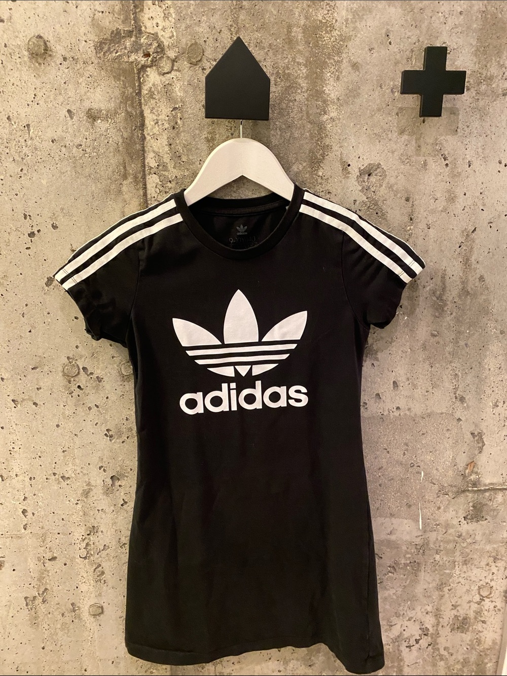 adidas Black Dress with White Trefoil and Shoulder Stripes